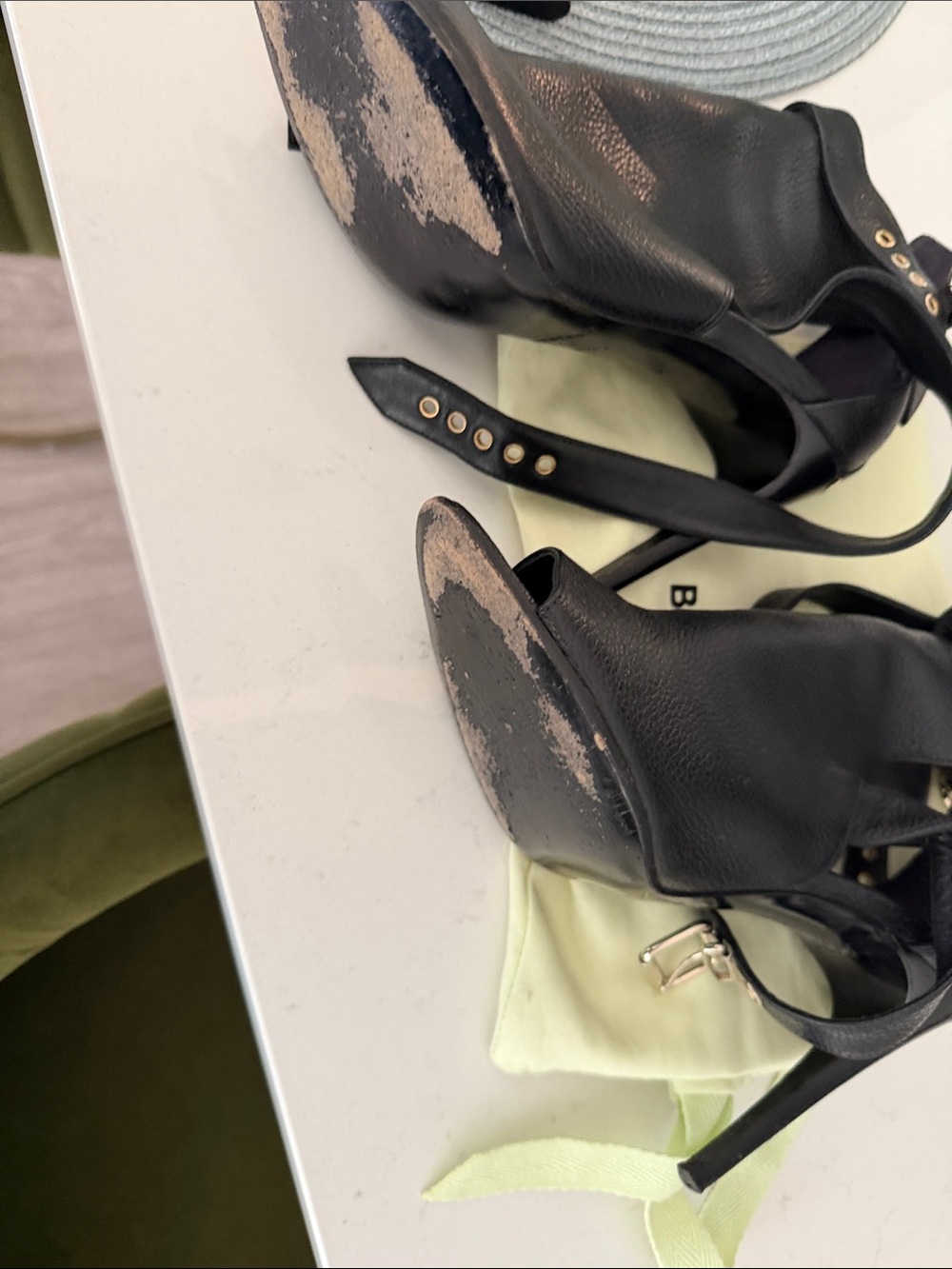Burberry Women’s Black Leather Peep-Toe Stiletto Booties - Picture 6 of 6
